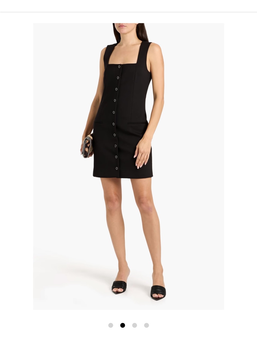 rag & bone Black Button-Front Square Neck Mini Dress